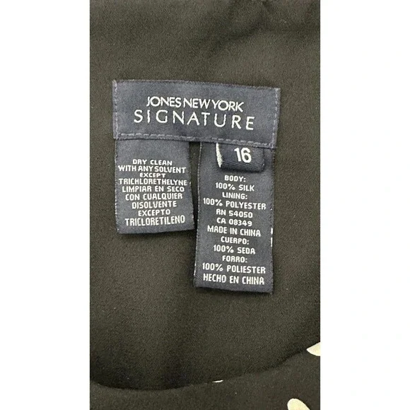 Jones New York signature skirt Tiered Size 16 100% Silk Black & White Polka Dots - Picture 3 of 4